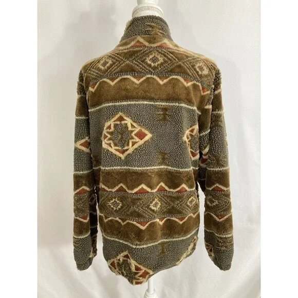 Vintage Woolrich Women’s L Brown Aztec Fleece Southwest Full Zip Jacket